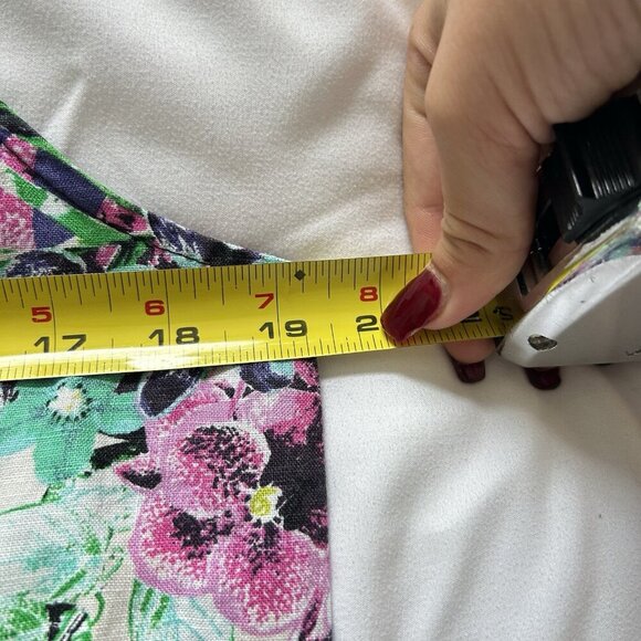 C&C California Womens S 100% Linen Sleeveless Dress Tropical Palm Floral Halter - Picture 3 of 7